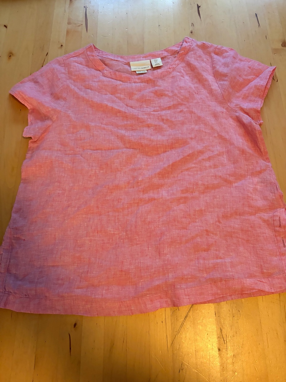 Women’s Short-Sleeve Linen Top - Pink